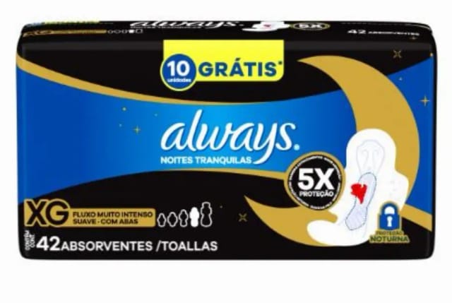 Imagem do produto ABSORVENTE ALWAYS NOITE TRANQUILA SUAVE COM ABA XG 42 UNIDADES
