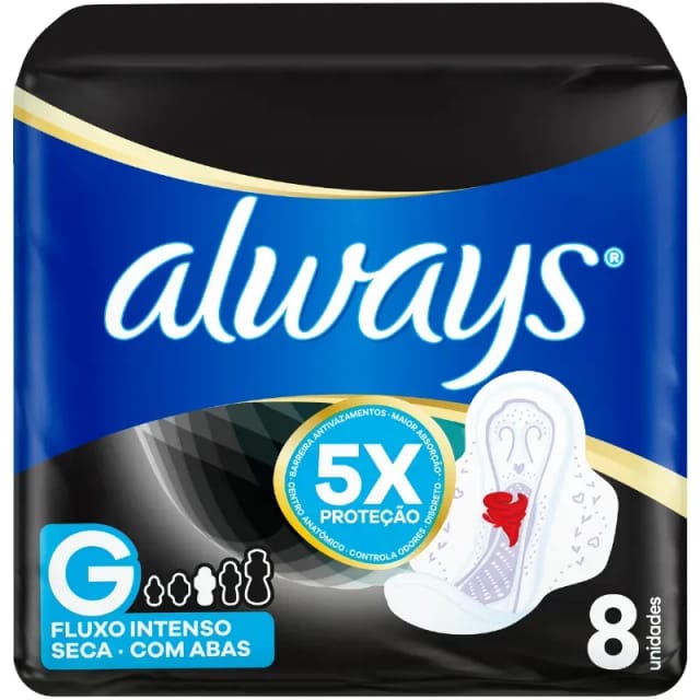 Imagem do produto ABSORVENTE ALWAYS ACTIVE NOTURNO SECA COM ABA 8 UNIDADES