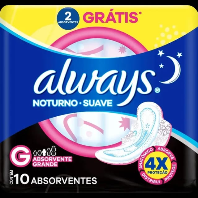 Imagem do produto ABS.ALWAYS G SUAVE NOTURNO C/AB C/10UN LMPM