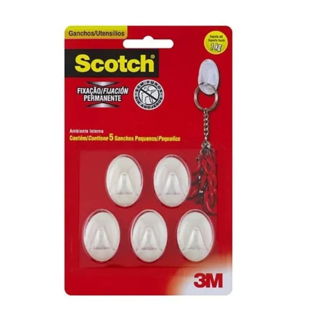 Imagem do produto Gancho Scotch Transparente Pequeno com 5 Unidades