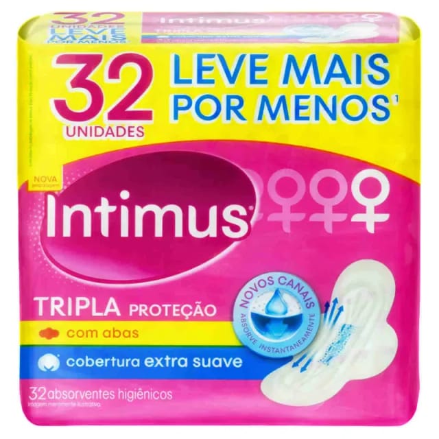 Imagem do produto ABSORVENTE DIÁRIO INTIMUS COM ABAS TRIPLA PROTEÇÃO SUAVE GEL | COM 32 UNIDADES