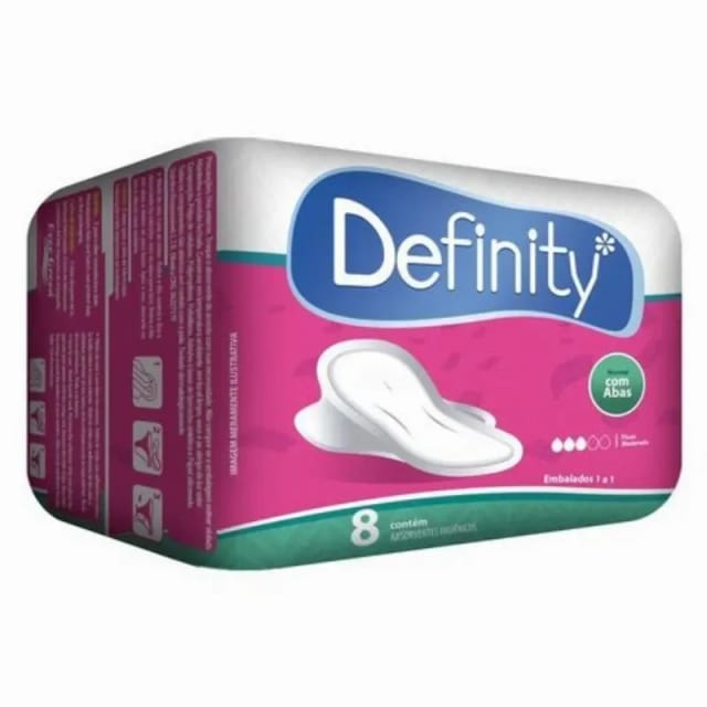 Imagem do produto ABSORVENTE COM ABAS DEFINITY 8 UNIDADES