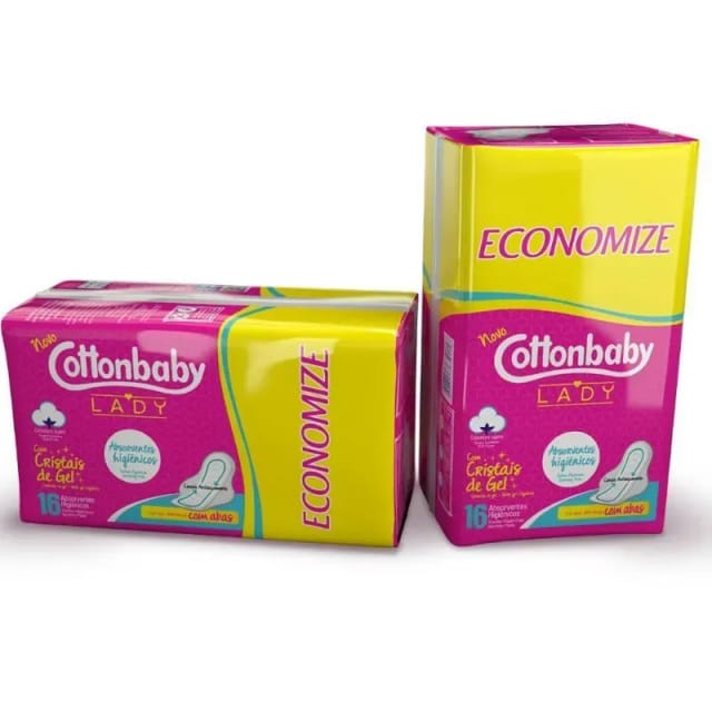 Imagem do produto ABSORVENTE COTTONBABY LADY SUAVE COM ABA 16 UNIDADES