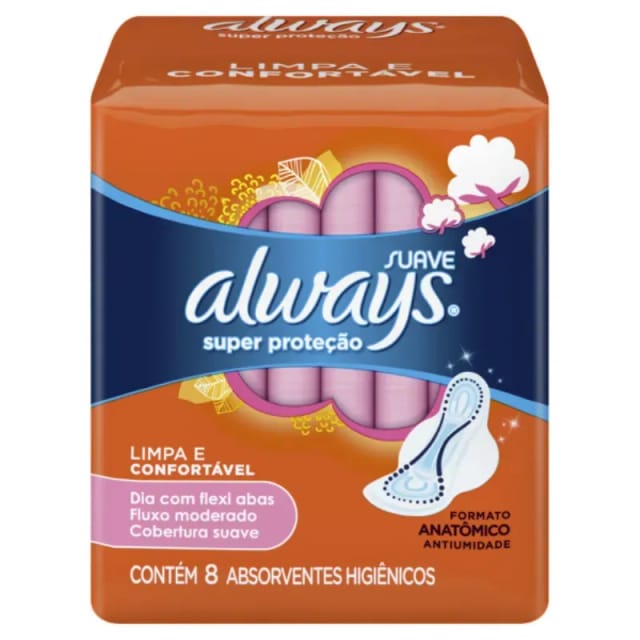 Imagem do produto ABSORVENTE DIÁRIO ALWAYS COM ABAS SUPER PROTEÇÃO SUAVE | COM 8 UNIDADES