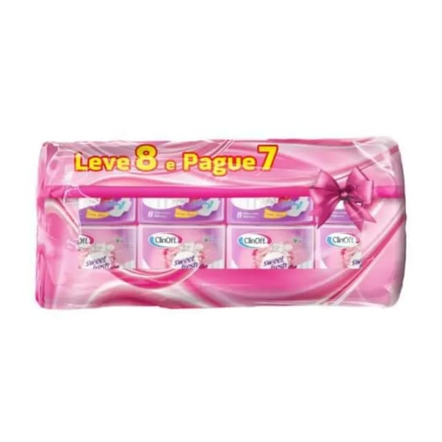 Imagem do produto ABSORVENTE DIÁRIO CLIN OFF COM ABAS KIT PROMOCIONAL SUAVE PACOTE LEVE 8 PAGUE 7 UNIDADES