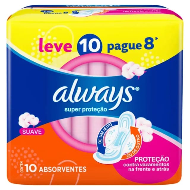 Imagem do produto ABSORVENTE ALWAYS SUPER PROTECAO SUAVE LEVE COM ABAS LEVE 10 PAGUE 8
